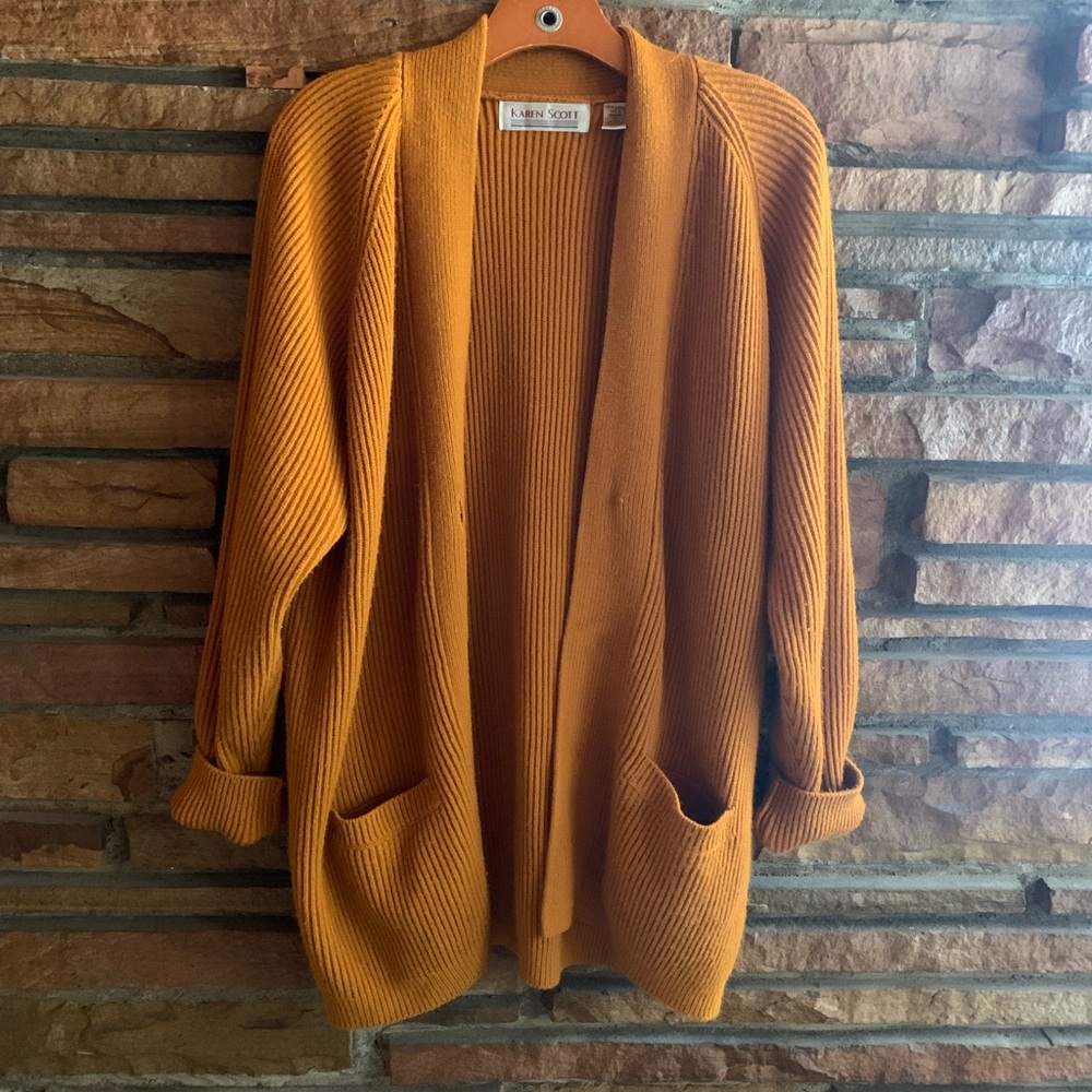 Vintage Ribbed Oversized Cardigan in Nutmeg